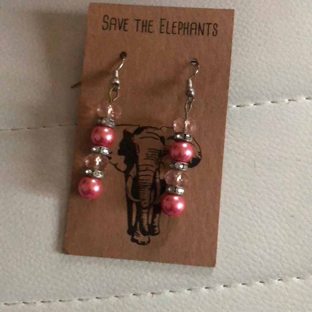 pink beaded Dangle earrings